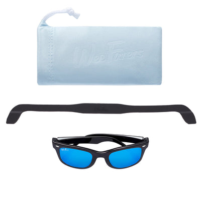 Polarized WeeFarers Sunglasses- Black & Ocean Blue
