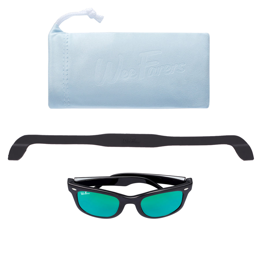 Polarized WeeFarers Sunglasses- Black & Sea Green