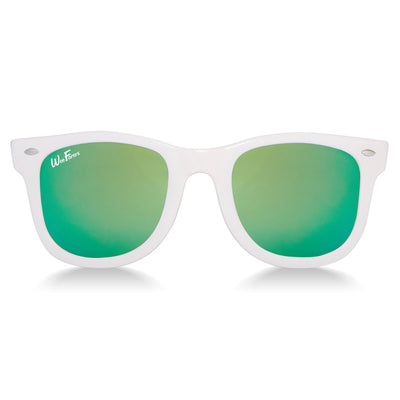Polarized WeeFarers Sunglasses- White & Sea Green