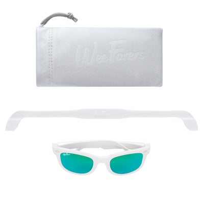 Polarized WeeFarers Sunglasses- White & Sea Green