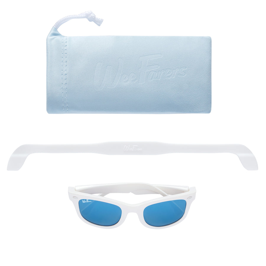 Polarized WeeFarers Sunglasses- White & Sky Blue