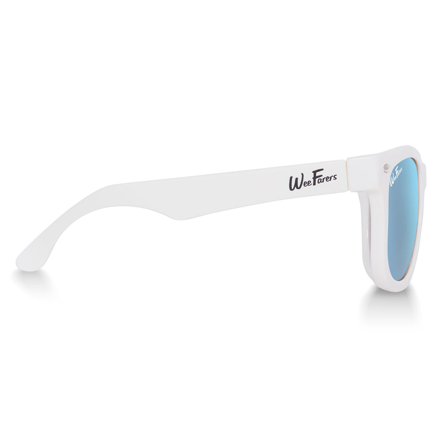 Polarized WeeFarers Sunglasses- White & Sky Blue