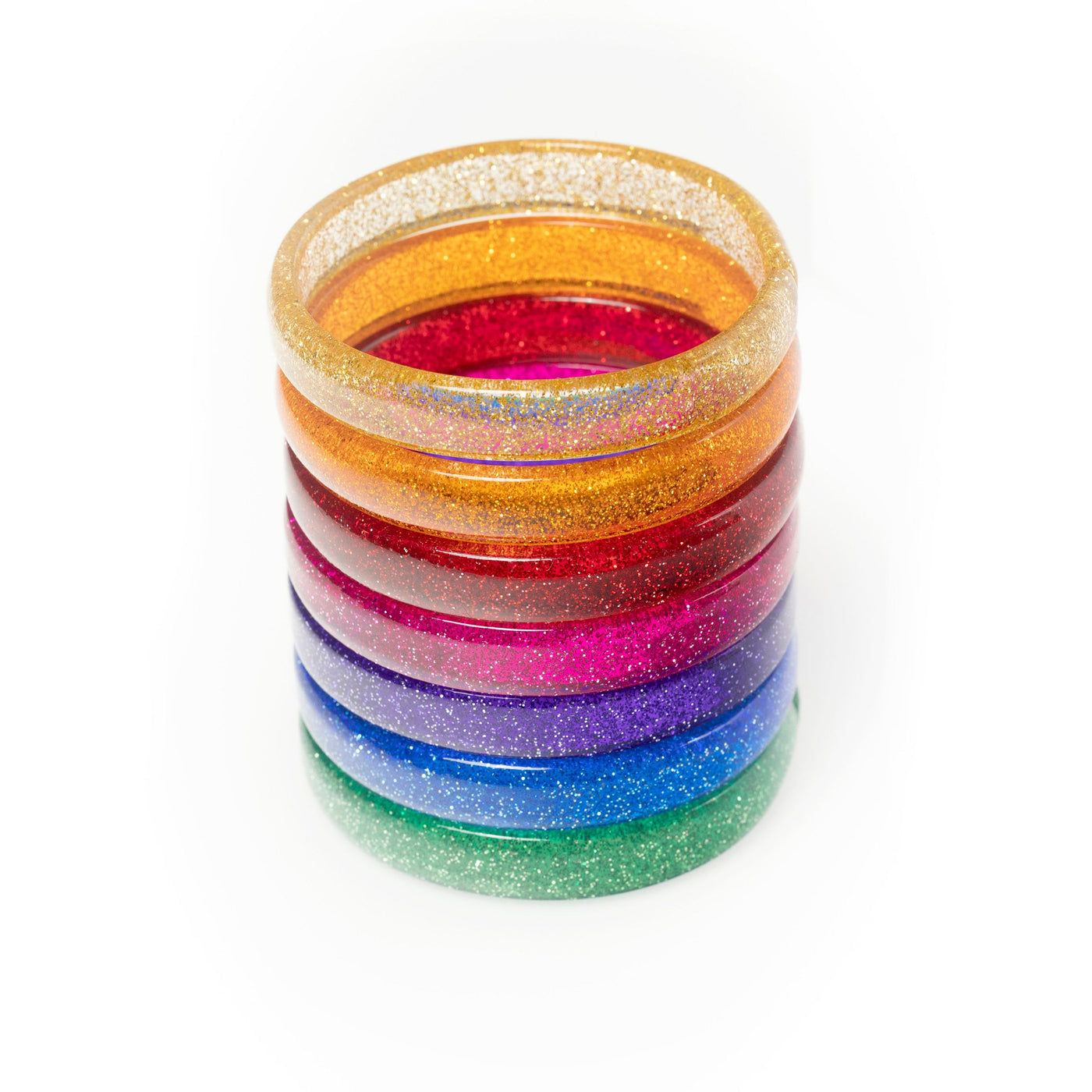 Multi Glitter Rainbow Bangle- 7pc