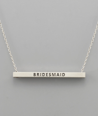 "Bridesmaid" Brass Necklace- Rhodium