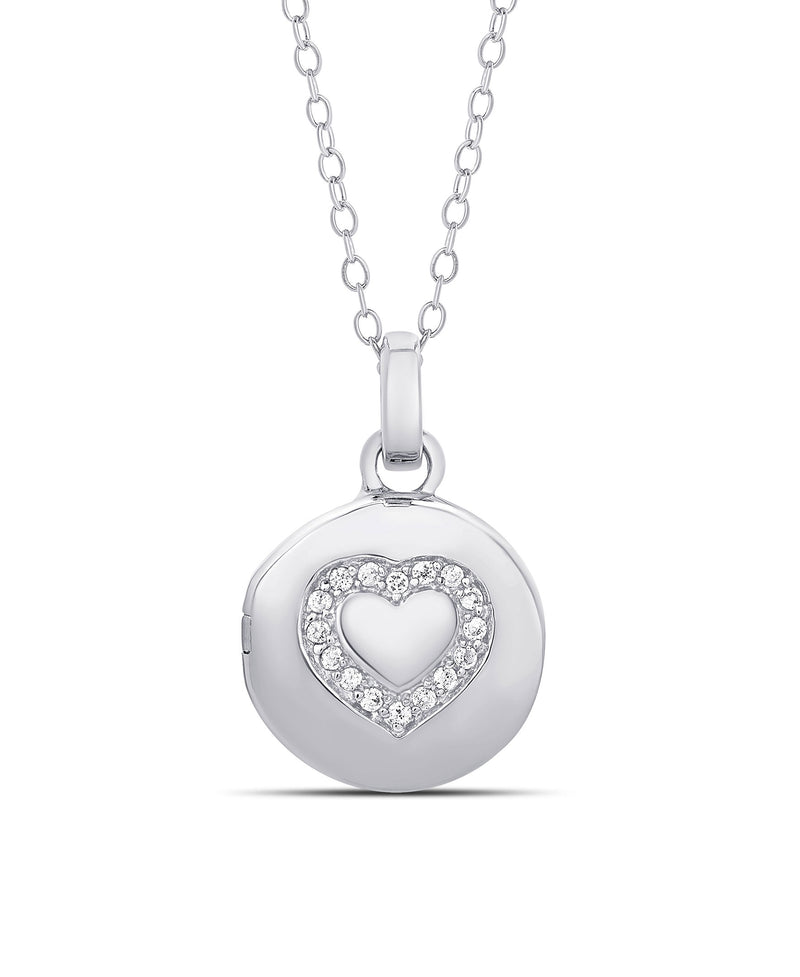 CZ Heart Locket in Sterling Silver