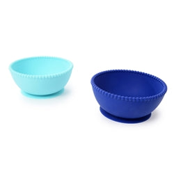 Turquoise/Cobalt CB EAT by Chewbeads Silicone Bowls- Set of 2