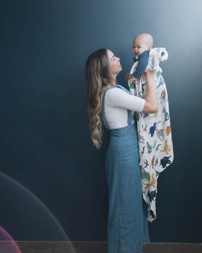 Cotton Muslin Swaddle Single- Dino Friends