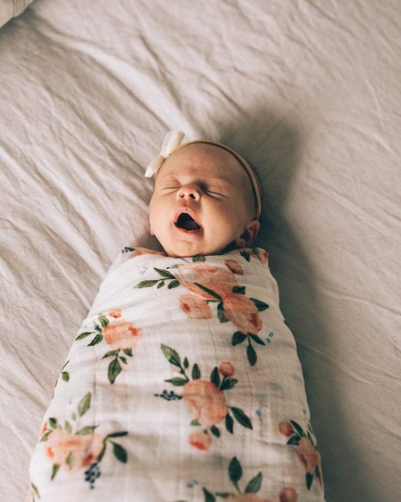 Cotton Muslin Swaddle Single- Watercolor Roses