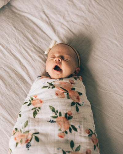 Cotton Muslin Swaddle Single- Watercolor Roses