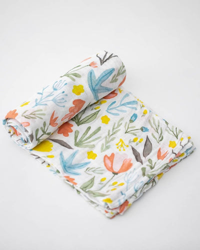 Cotton Muslin Swaddle Single- Meadow