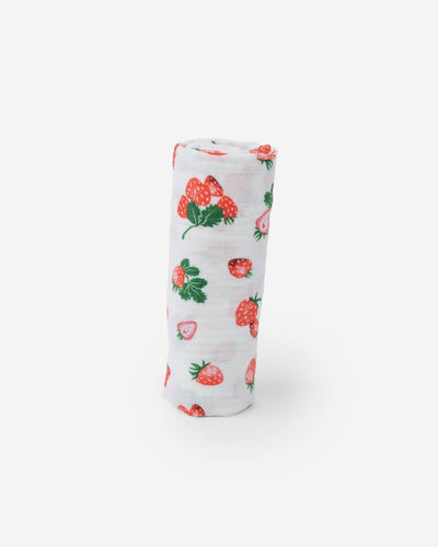 Cotton Muslin Swaddle Single- Strawberry Patch