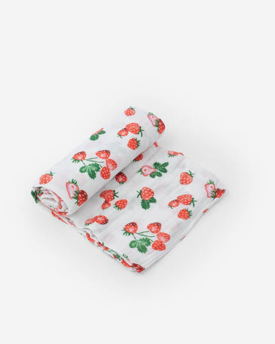 Cotton Muslin Swaddle Single- Strawberry Patch