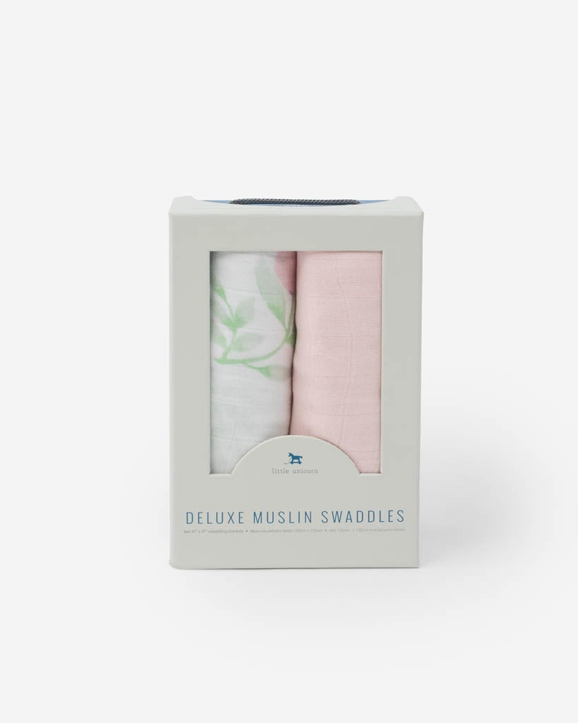 Deluxe Muslin Swaddle 2 Pack- Blush Peony Set