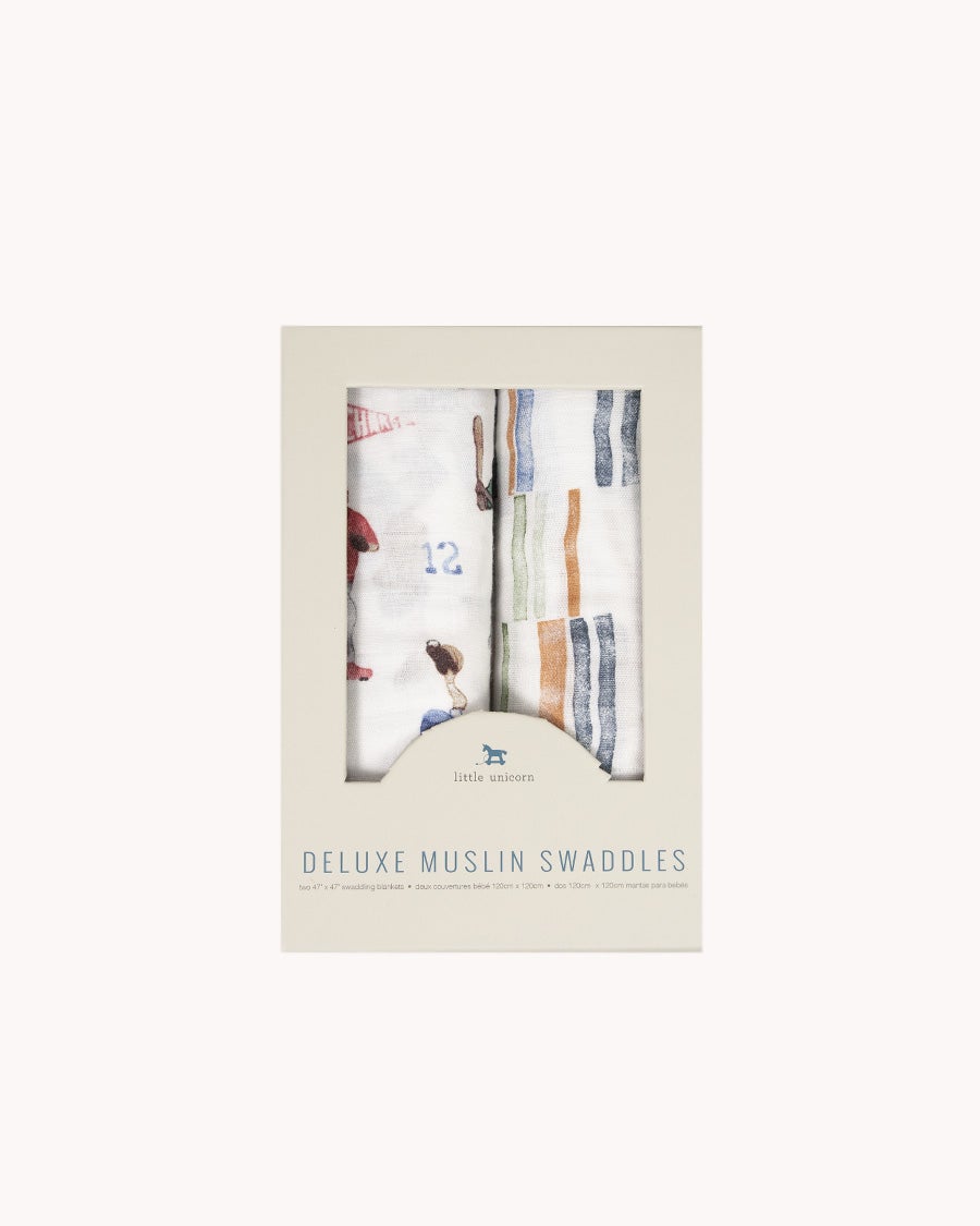 Deluxe Muslin Swaddle 2 Pack- Home Run Set