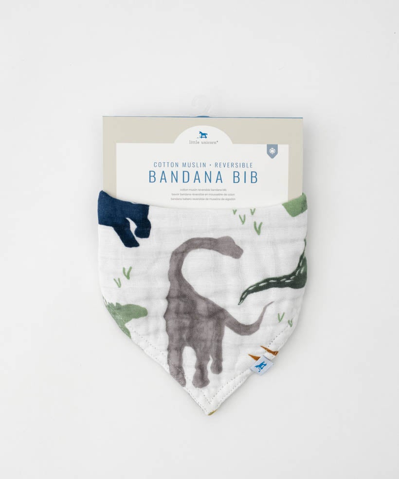 Cotton Muslin Reversible Bandana Bib- Dino Friends