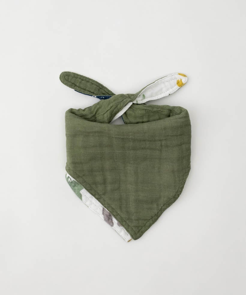 Cotton Muslin Reversible Bandana Bib- Dino Friends