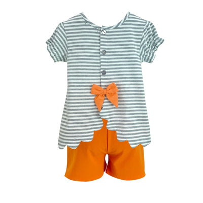 Grey/Orange Girls Shorts Set