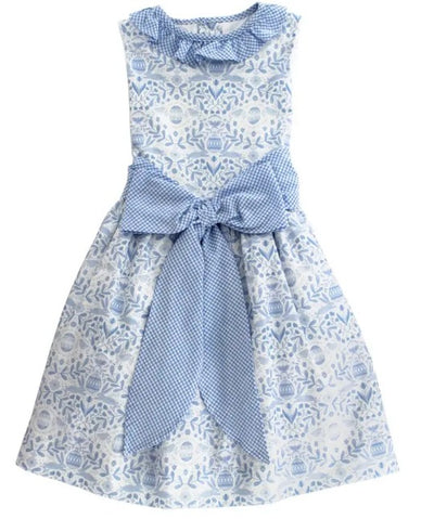 Egg Print/Blue Check Seersucker- Dress