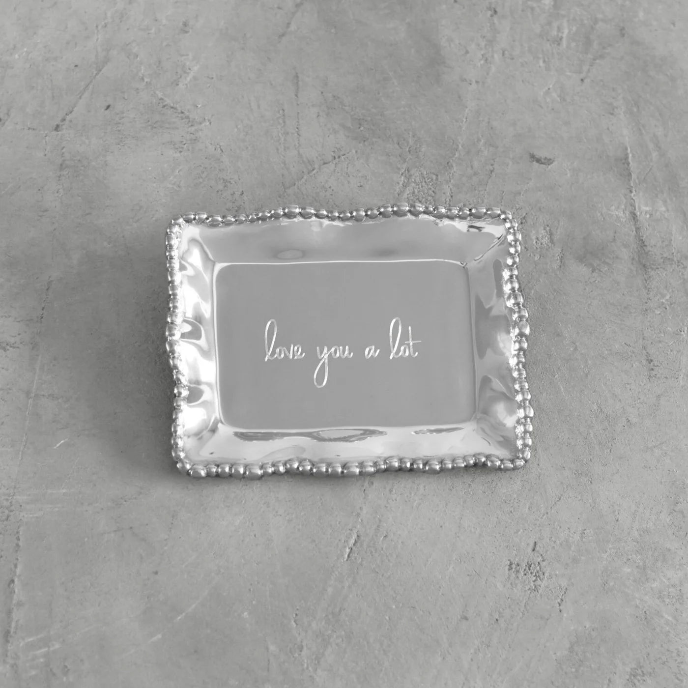 Pearl Rectangular Engraved Tray "love you a lot"