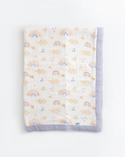 Deluxe Muslin Baby Blanket - Rainbows and Raindrops
