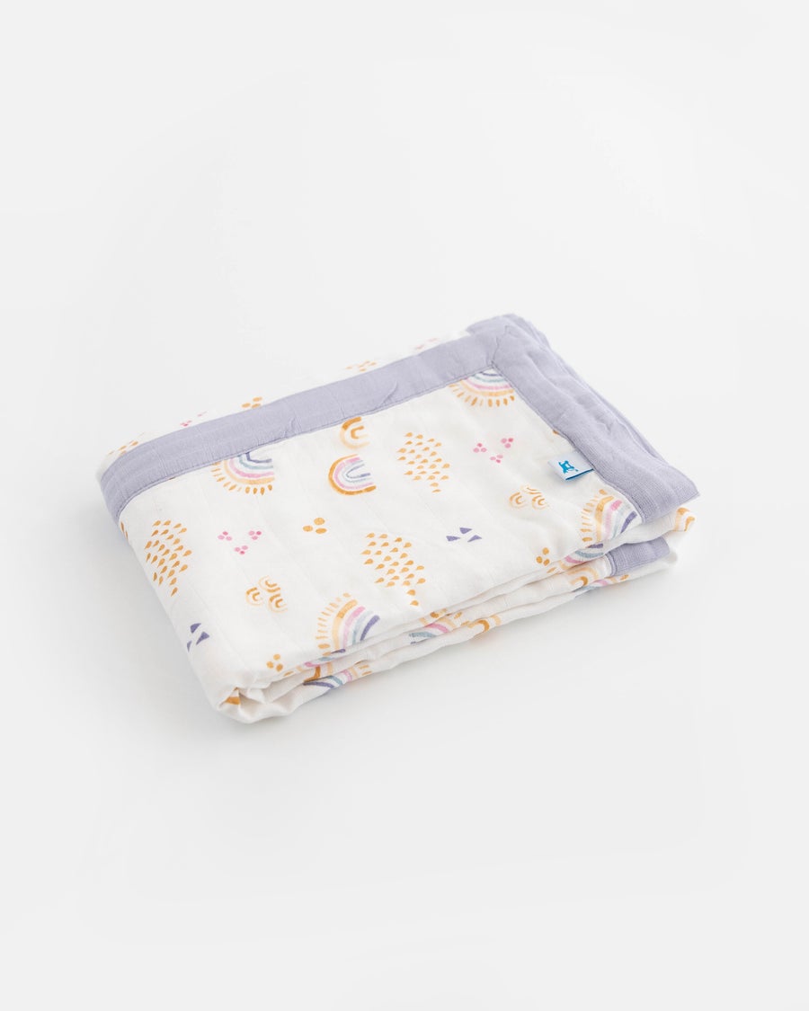 Deluxe Muslin Baby Blanket - Rainbows and Raindrops