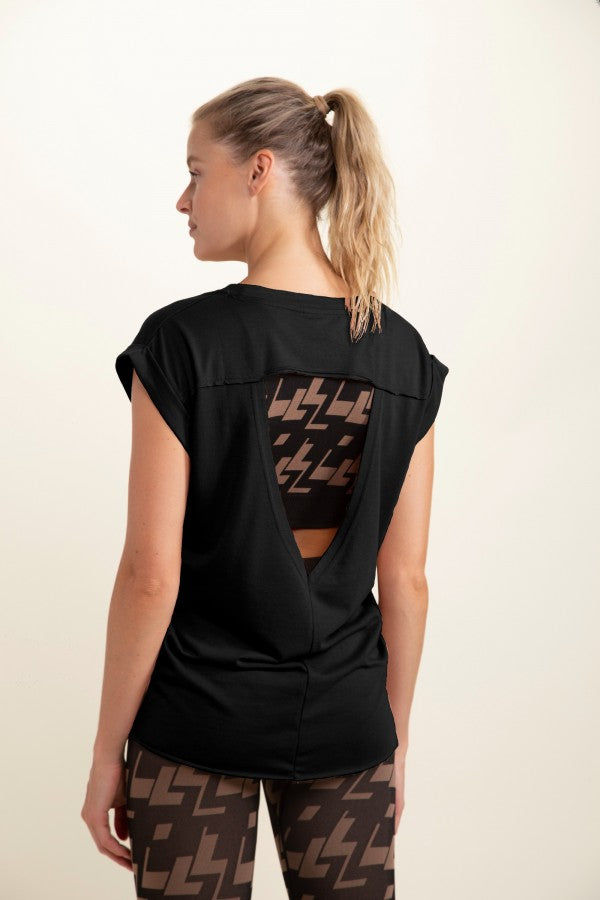 Black Cut-Out Back Tee