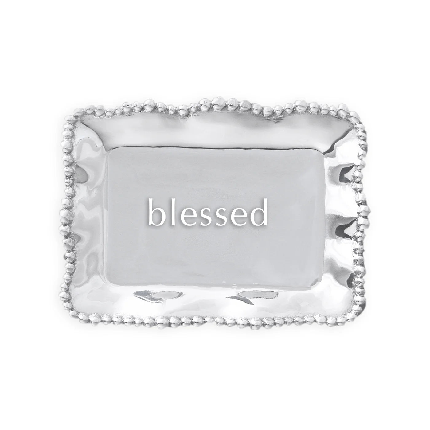 Pearl Rectangular Engraved Tray "Blessed"