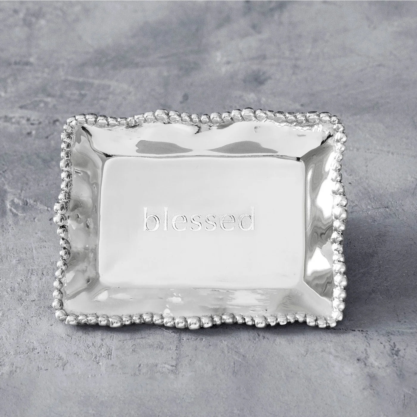 Pearl Rectangular Engraved Tray "Blessed"