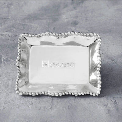 Pearl Rectangular Engraved Tray "Blessed"