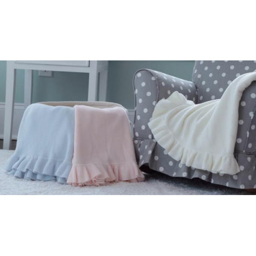 Cashmere Like Jersey Knit Ruffle Blanket 30x40