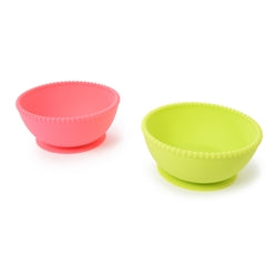 Chartreuse/Pink CB EAT by Chewbeads Silicone Bowls- Set of 2