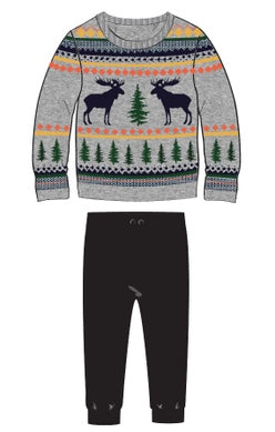 Boys Jacquard Grey Moose Set