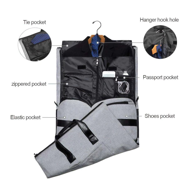 Grey Convertible Garment Duffel Bag
