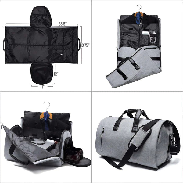 Grey Convertible Garment Duffel Bag
