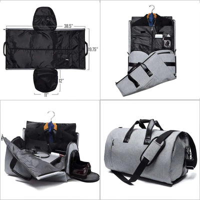 Grey Convertible Garment Duffel Bag