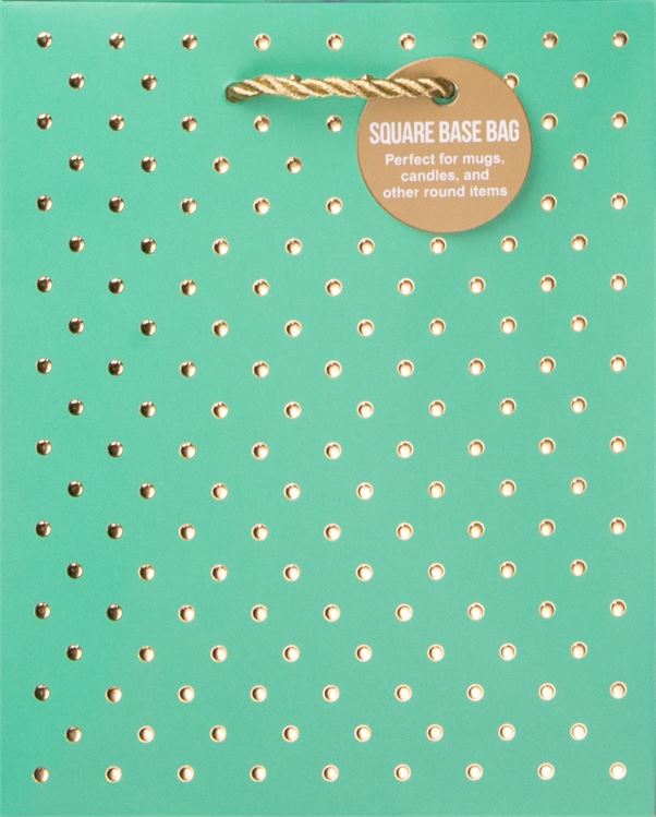 Gold Swiss Dots- Turquoise Tote Bag- Square