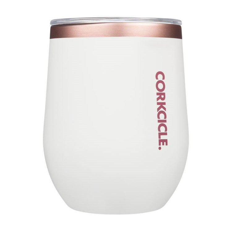 Stemless- White Rose - 12oz