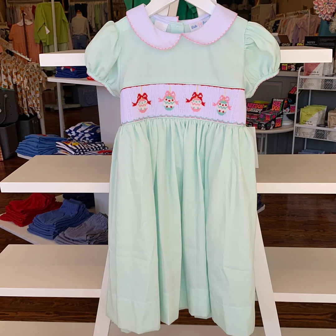 Rose Ornament Smocked Waist Dress