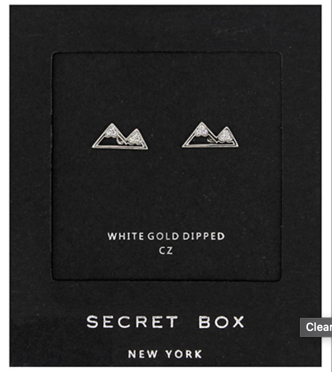 White Gold CZ Mountain Earrings