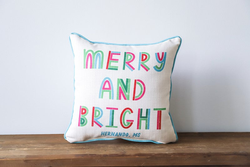 POSTERPRESS MERRY AND BRIGHT CHEERFUL TONES PILLOW