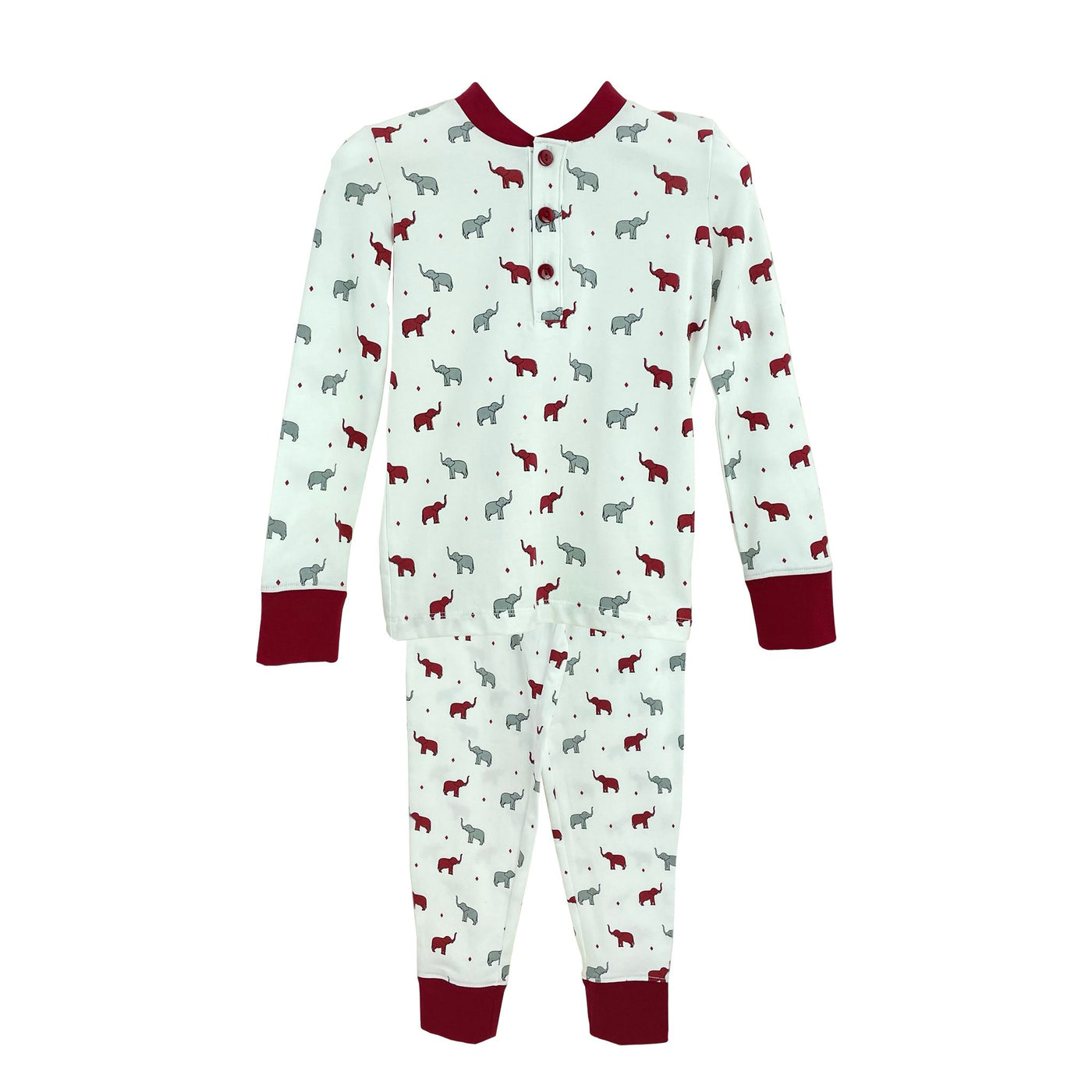 Grey/Crimson Elephant Pajama Set