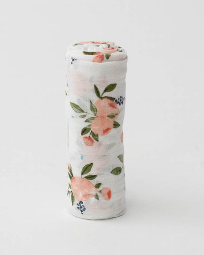 Cotton Muslin Swaddle Single- Watercolor Roses