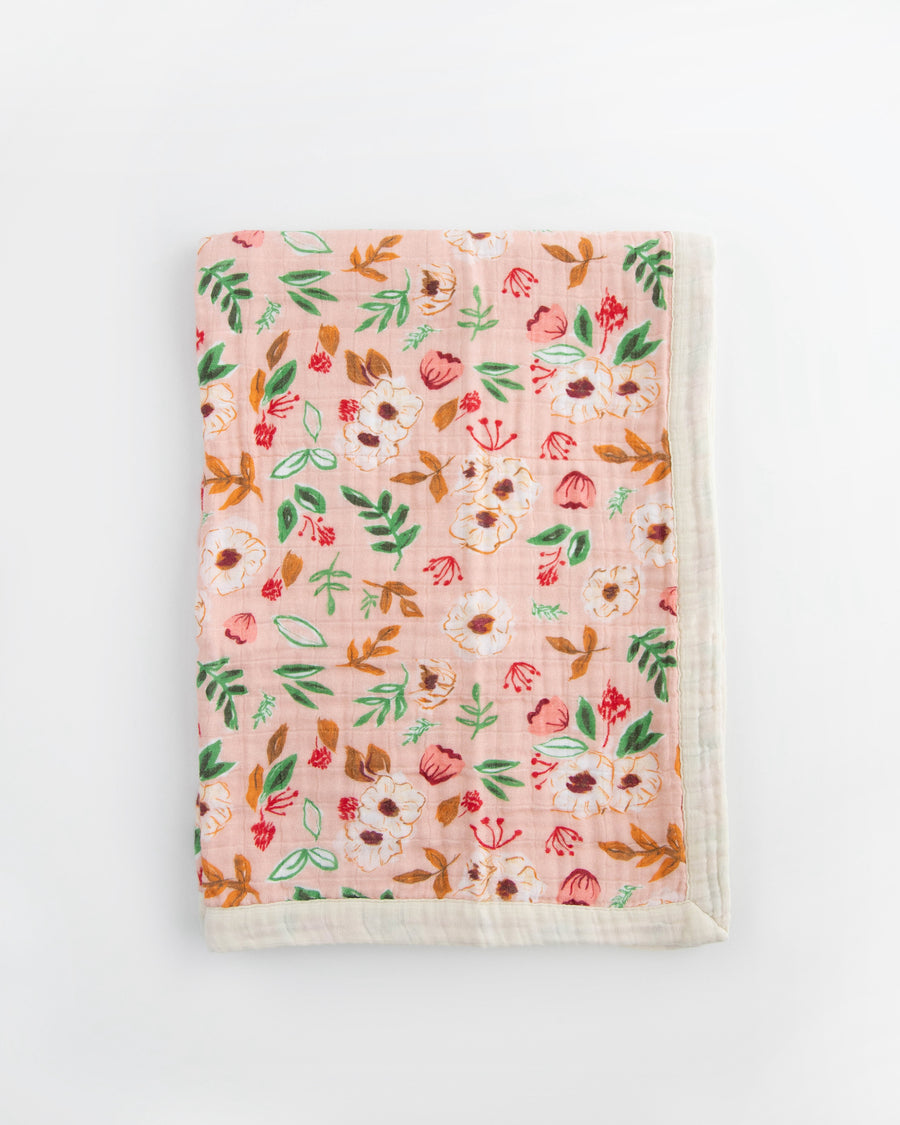 Cotton Muslin Baby Quilt - Vintage Floral