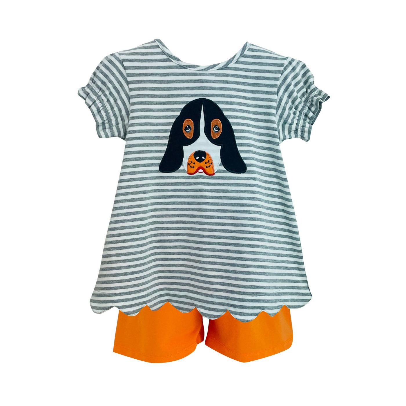 Grey/Orange Girls Shorts Set