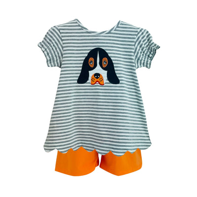 Grey/Orange Girls Shorts Set