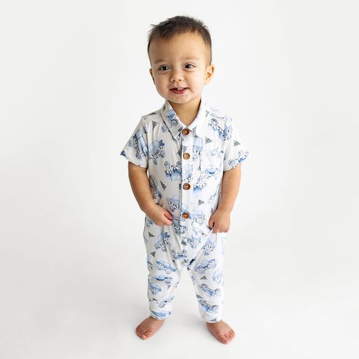 Franklin SS Collared Henley Long Romper